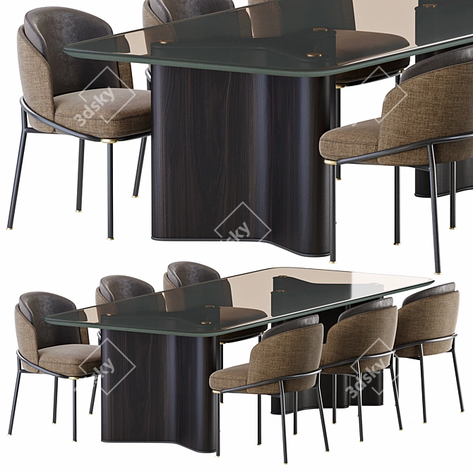 Elegant Minotti Lou Dining Set 3D model image 1