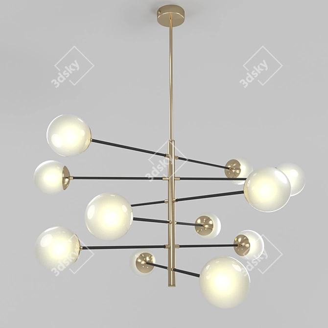 Modern Brass Abstraction Balls Chandelier 3D model image 1