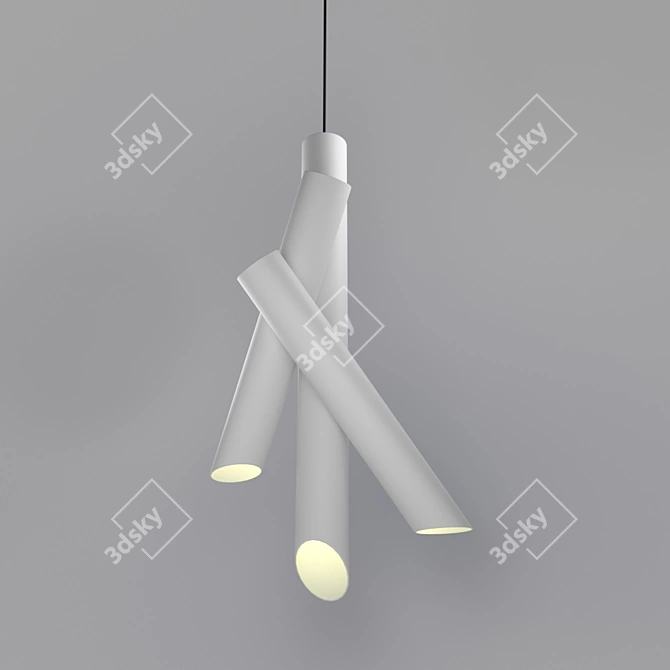 Sleek White Metal Pendant Light 3D model image 1