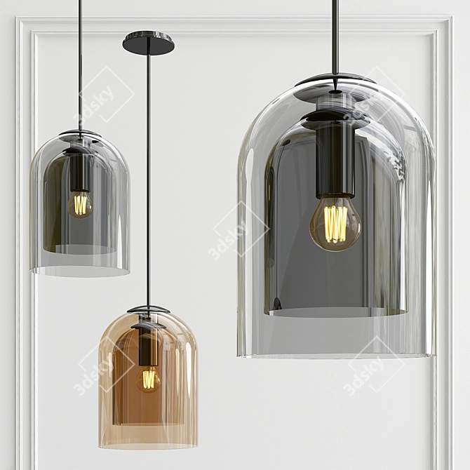 Elegant Glass Pendant Light 3D model image 1