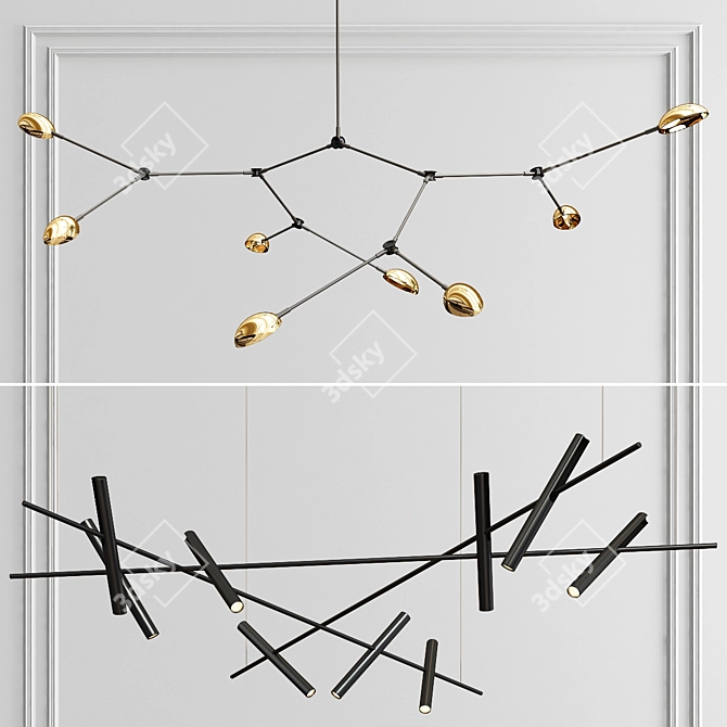 Elegant Drop & Kreon Chandelier 3D model image 1