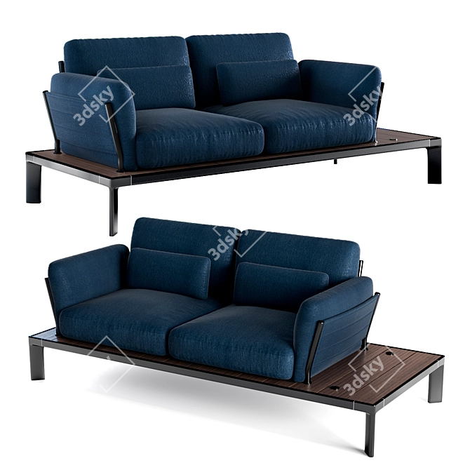 Bamboo Bliss: Two Seats Sofa EMU 3D model image 1