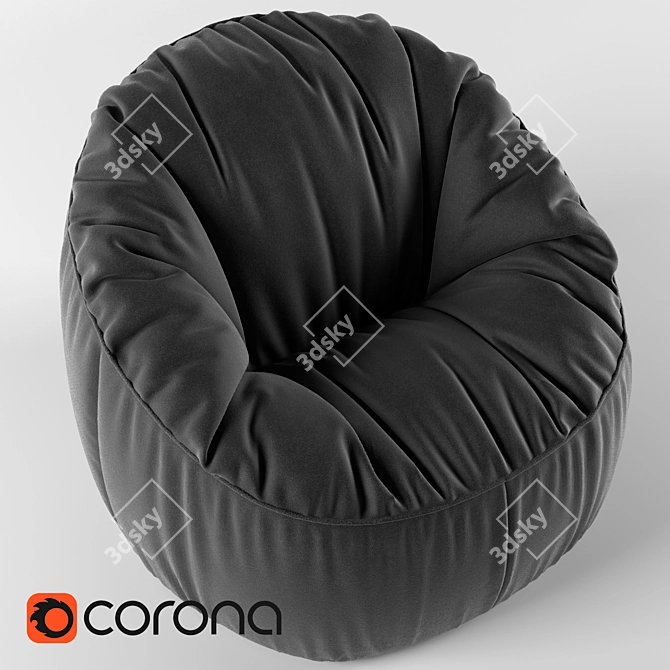 Cozy Felt Pouf Chair 3D model image 2