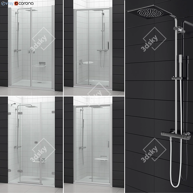 RAVAK Set 53: Innovative Shower Doors 3D model image 1