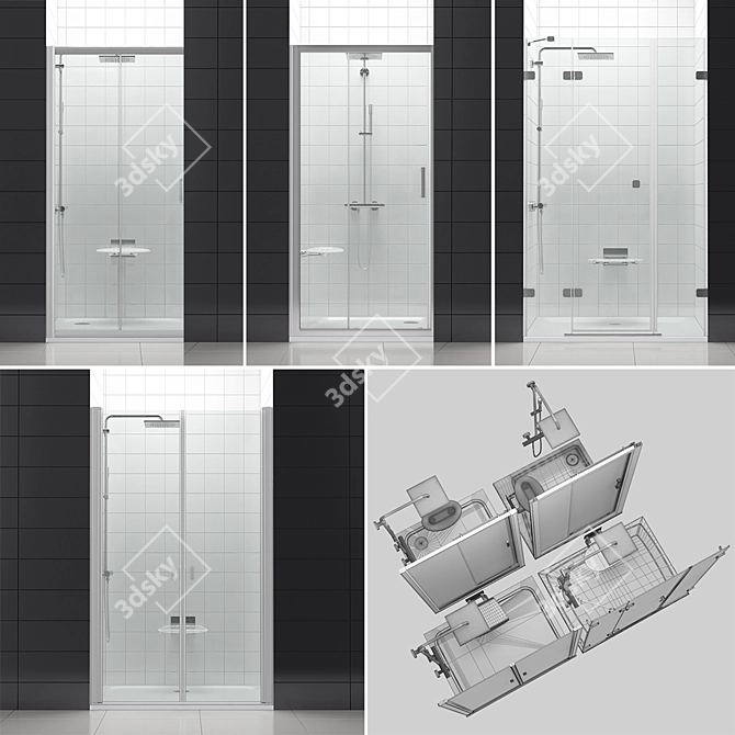 RAVAK Set 53: Innovative Shower Doors 3D model image 3