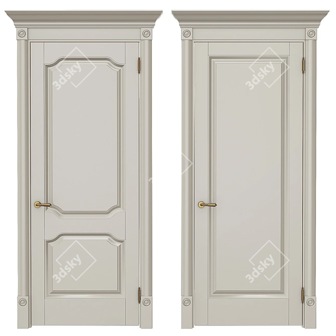 Elegant Vintage Interior Doors 3D model image 1