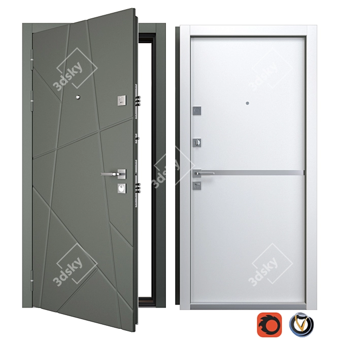 Stella Metal Entrance Door: Your Custom Frame 3D model image 2