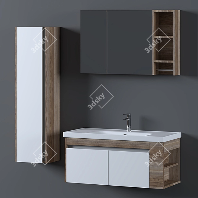 Siena Bathroom Furniture Set | Wood Texture 3D model image 1