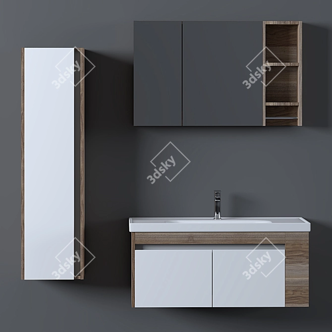 Siena Bathroom Furniture Set | Wood Texture 3D model image 2