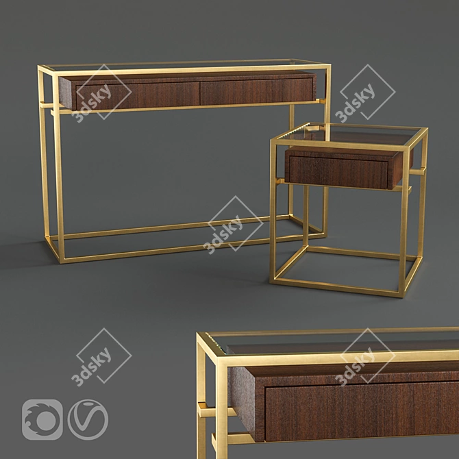 Elegant Kennen Console, Side Table 3D model image 1