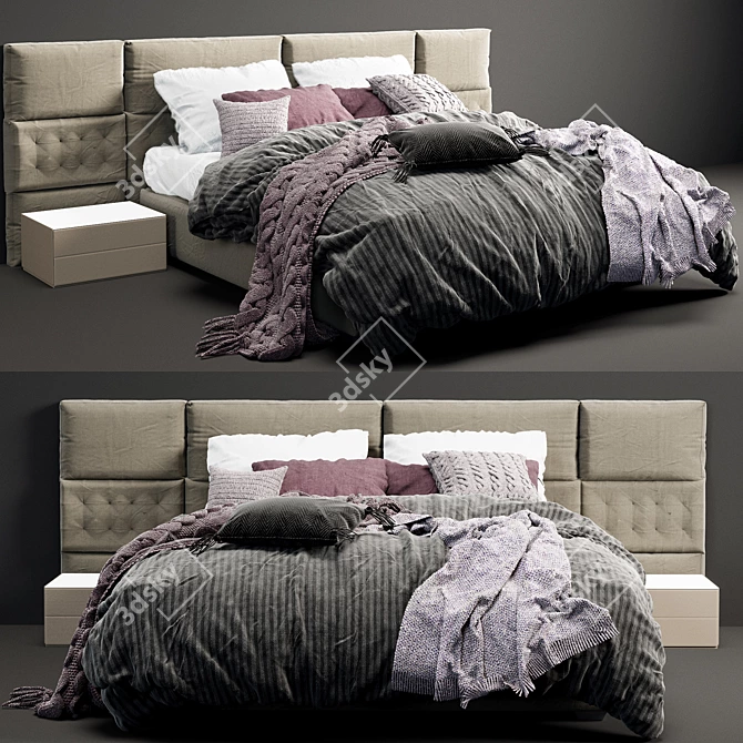 Luxurious Boiserie Marlene Bed 3D model image 1