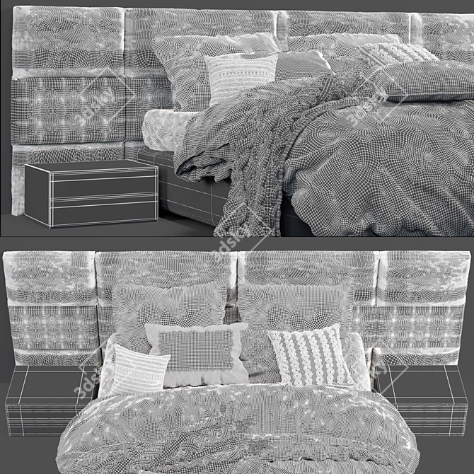 Luxurious Boiserie Marlene Bed 3D model image 3