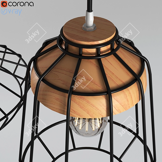 Rustic Metal DIY Pendant Light 3D model image 1