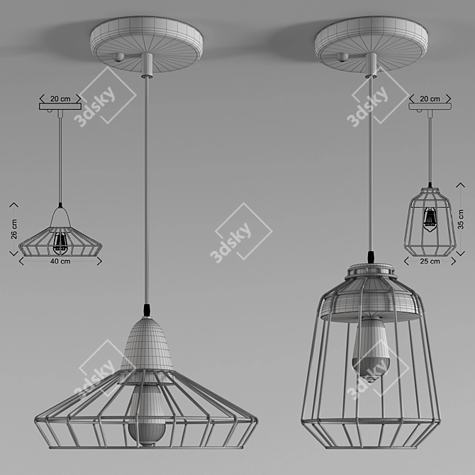 Rustic Metal DIY Pendant Light 3D model image 2