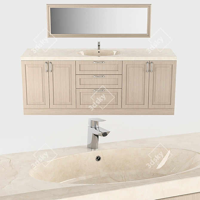 Sleek V-Ray Bathroom Sink 3D model image 1