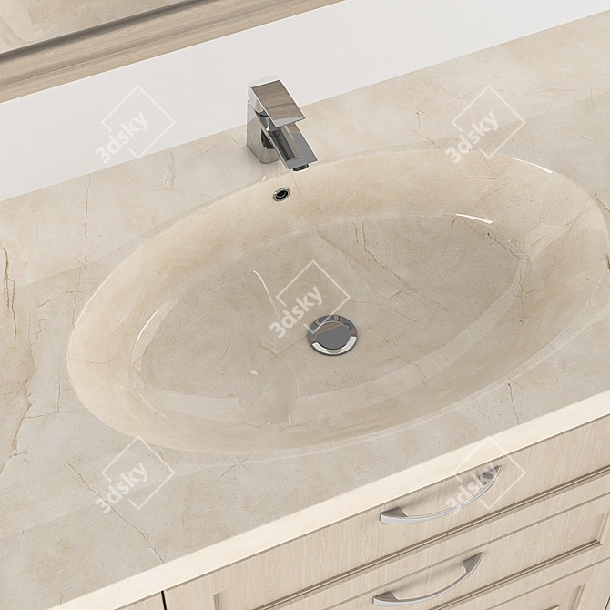 Sleek V-Ray Bathroom Sink 3D model image 2