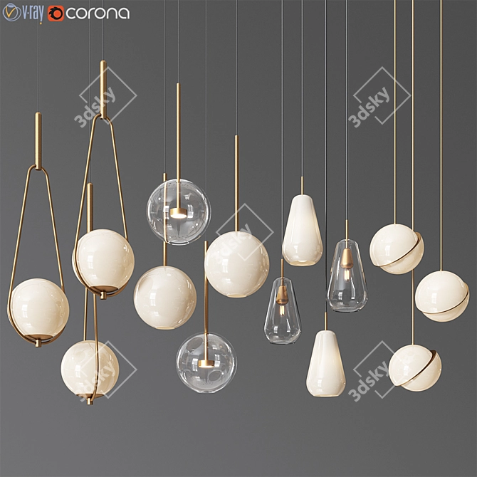 Elegant Pendant Light Collection - 4 Types 3D model image 1