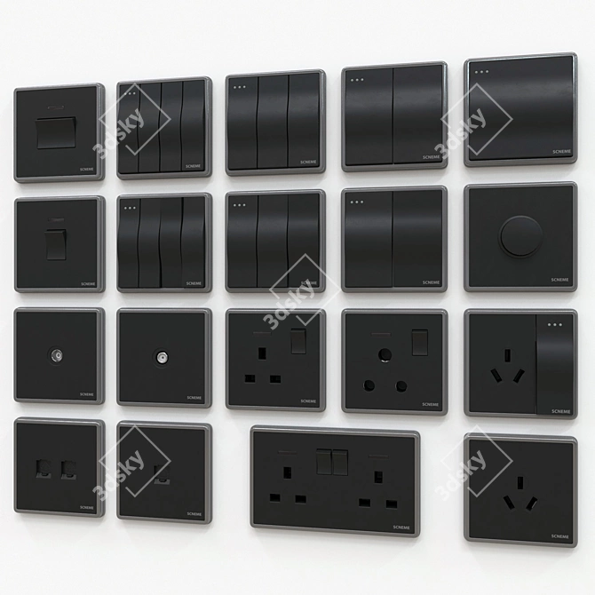 Stylish Scneme Switches & Sockets 3D model image 1