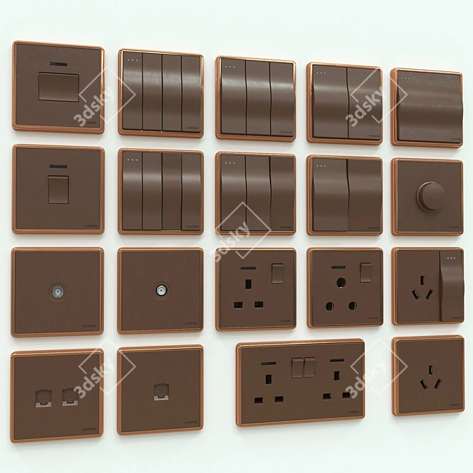 Stylish Scneme Switches & Sockets 3D model image 2