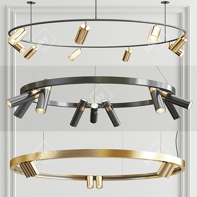 Suspended Ring Lights - 3 Styles 3D model image 1