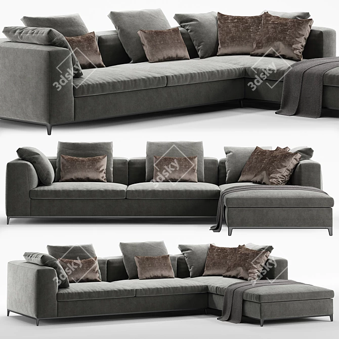 Sleek B&B Italia Michel Club Sofa: Luxury and Style 3D model image 1