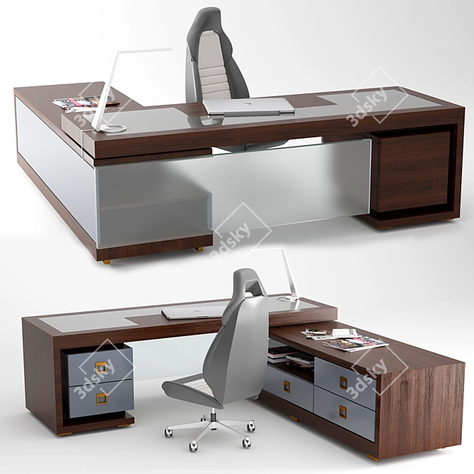 Executive Office Table 2400x800x750mm 3D model image 1