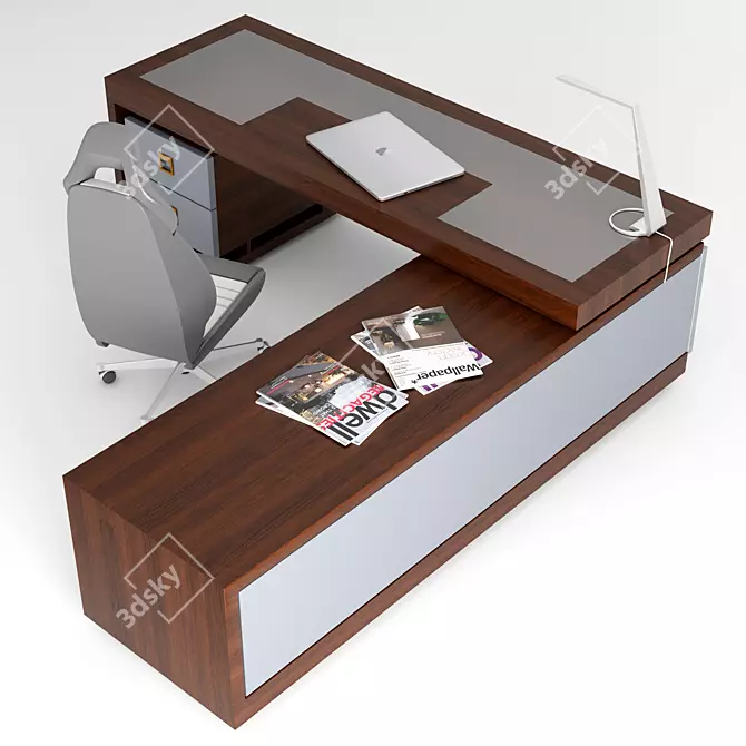 Executive Office Table 2400x800x750mm 3D model image 2