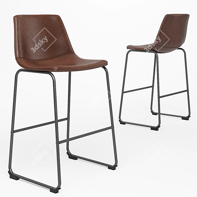 Elegant Faux Leather Bar Stool 3D model image 1