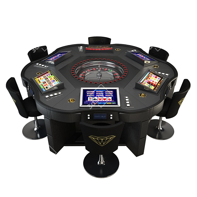 Royal Crown Roulette Table: Elegant Casino Gaming 3D model image 1