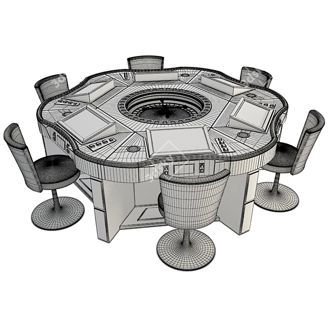 Royal Crown Roulette Table: Elegant Casino Gaming 3D model image 2