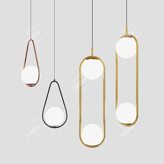 Circular Glass Pendant Lamp 3D model image 1