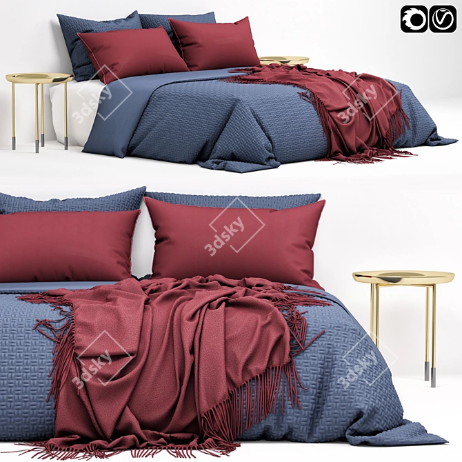 Luxury Modern Bed Set 3D model image 1