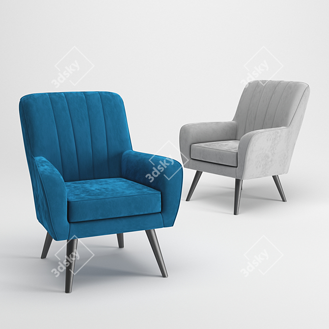 Nevada Velvet Armchair - Modern Design 3D model image 1