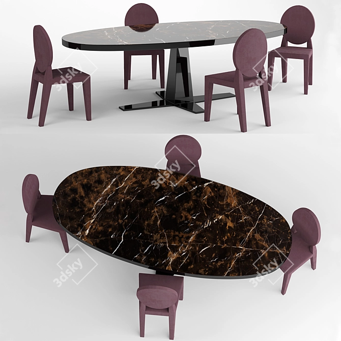 Elegant Longhi Damsel Chair and Rim Table 3D model image 1