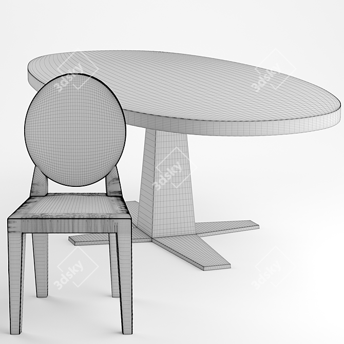 Elegant Longhi Damsel Chair and Rim Table 3D model image 3