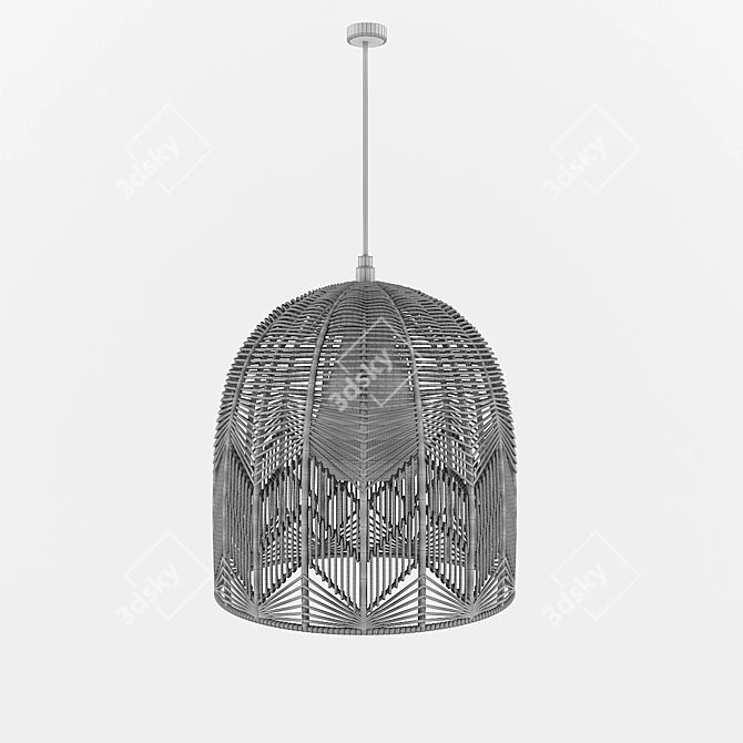 Boho Rattan Pendant Light 3D model image 2