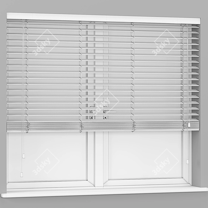 Natural Wood Window Blinds 3D model image 3