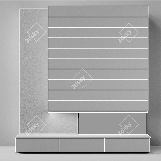 Modern Wood-Clad Fireplace 3D model image 3