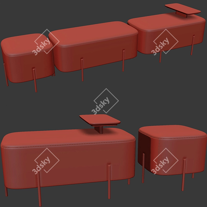 Sleek Alba Ottomans 3D model image 3