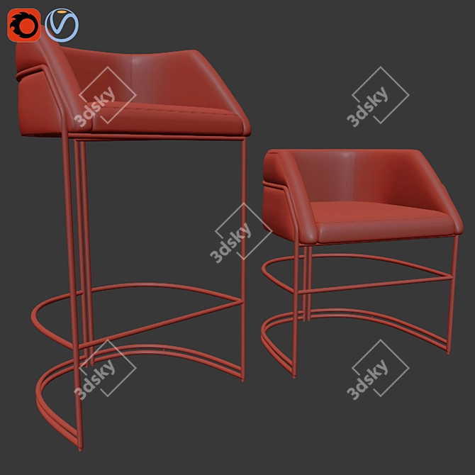 Elegant Deja Vu Bar & Dining Chair 3D model image 3