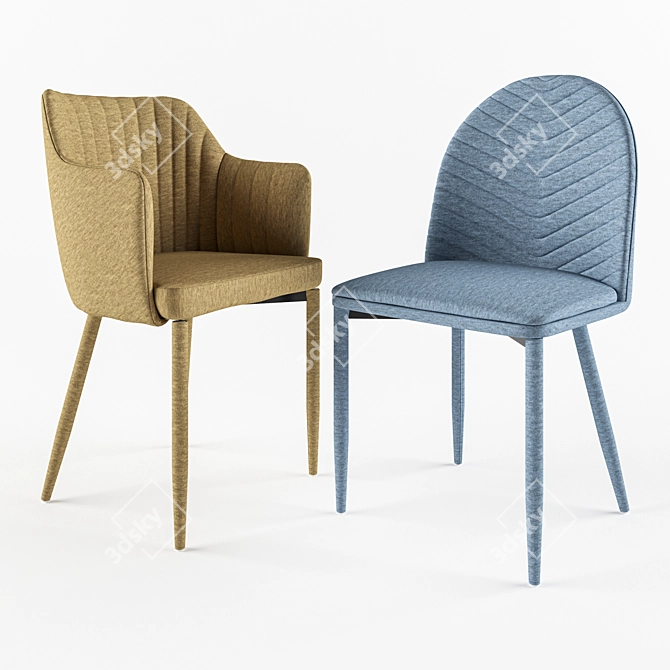 Signal Welton & Lucil Stools: Blue, Brown & Grey Fabrics 3D model image 1