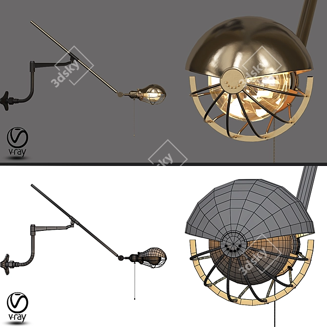 Steampunk Wall Lamp 3D model image 1