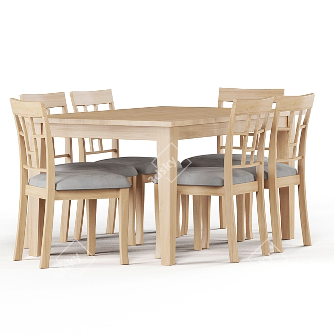 Sustainable 7-Piece Wood Dining Set 3D model image 1