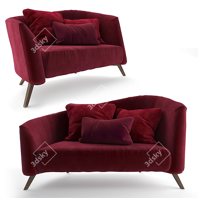 Velvet Scandinavian Inspired Kristen Sofa 3D model image 1