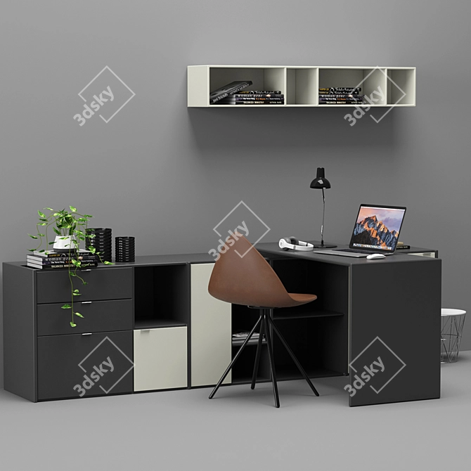 Sleek Copenhagen Office Set 3D model image 1