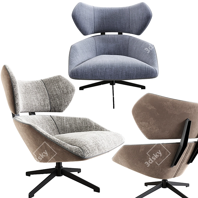 Modern Camila Lounge Armchair 3D model image 2