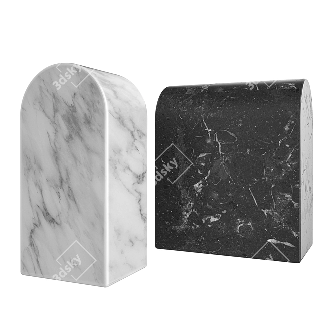 Marble Triumph Bookends: Elegantly Organize Your Books 3D model image 1