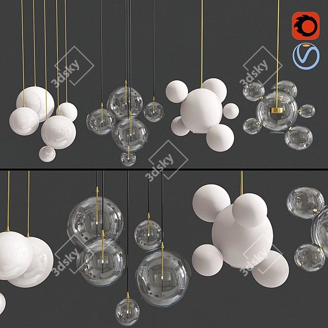 Bolle Bubble LED Pendant Lamp - Stylish Lighting Set 3D model image 1