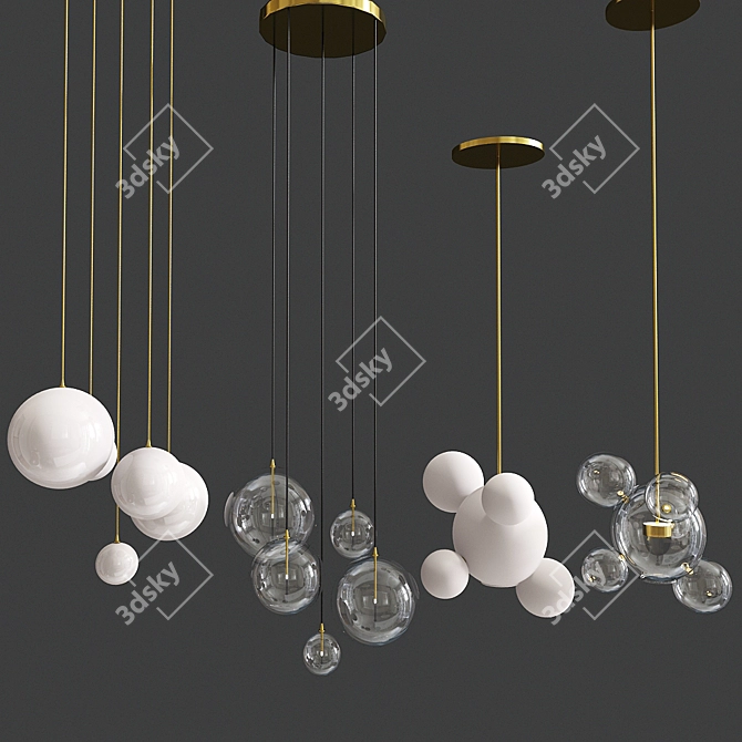 Bolle Bubble LED Pendant Lamp - Stylish Lighting Set 3D model image 2