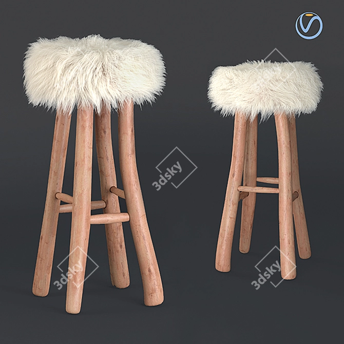 Nuvoli Faux Fur-Topped Chair 3D model image 1